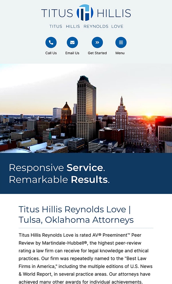 Mobile Friendly Law Firm Webiste for Titus Hillis Reynolds Love