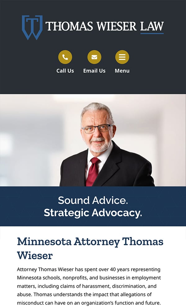 Mobile Friendly Law Firm Webiste for Thomas Wieser Law