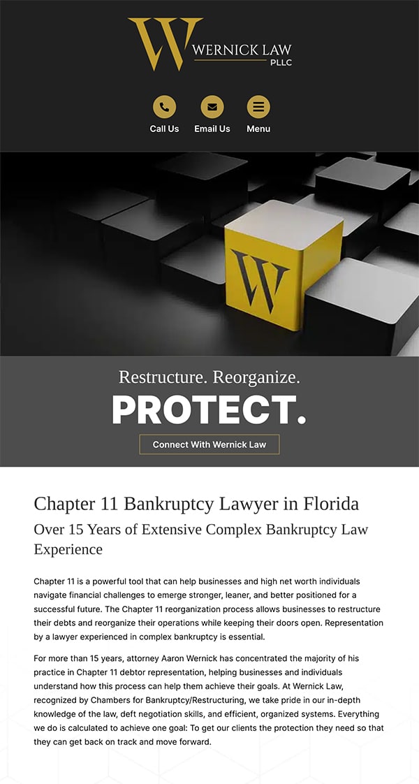 Mobile Friendly Law Firm Webiste for Wernick Law, PLLC