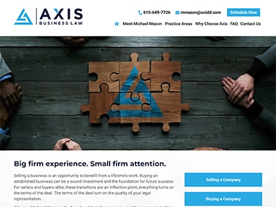 Law Firm Website design for Axis Business Law, PLLC