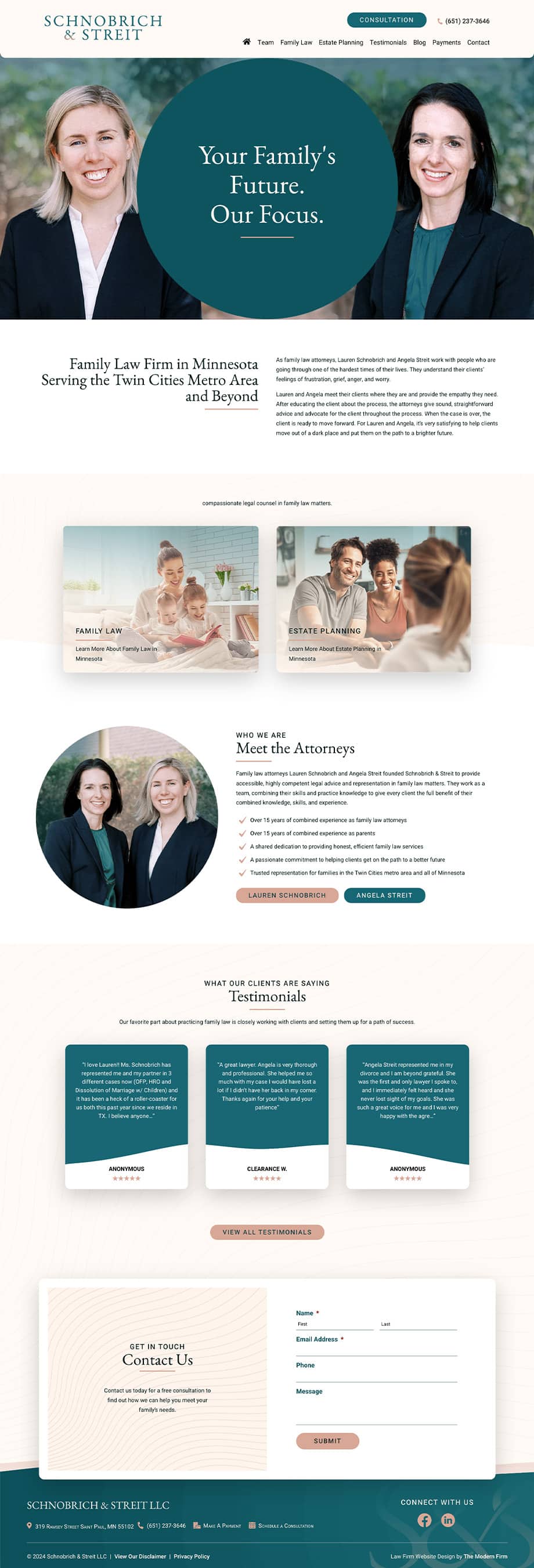 Law Firm Website Design for Schnobrich & Streit LLC