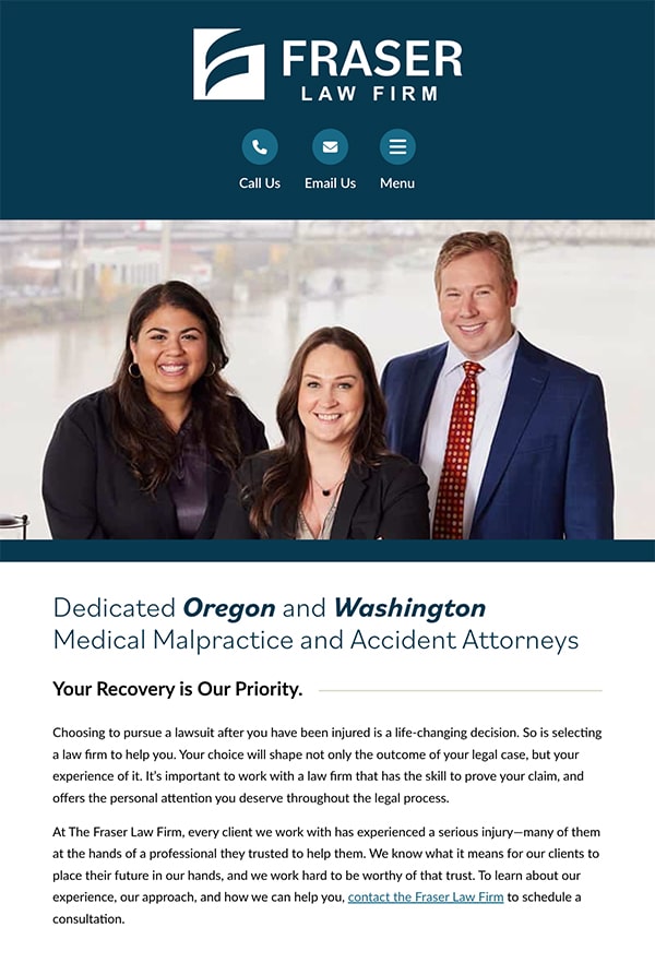 Mobile Friendly Law Firm Webiste for The Fraser Law Firm P.C.