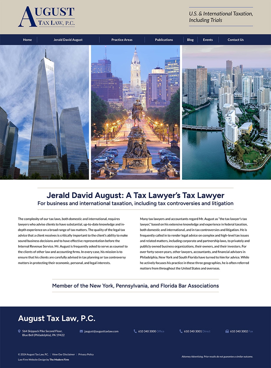 Law Firm Website Design for August Tax Law, P.C.