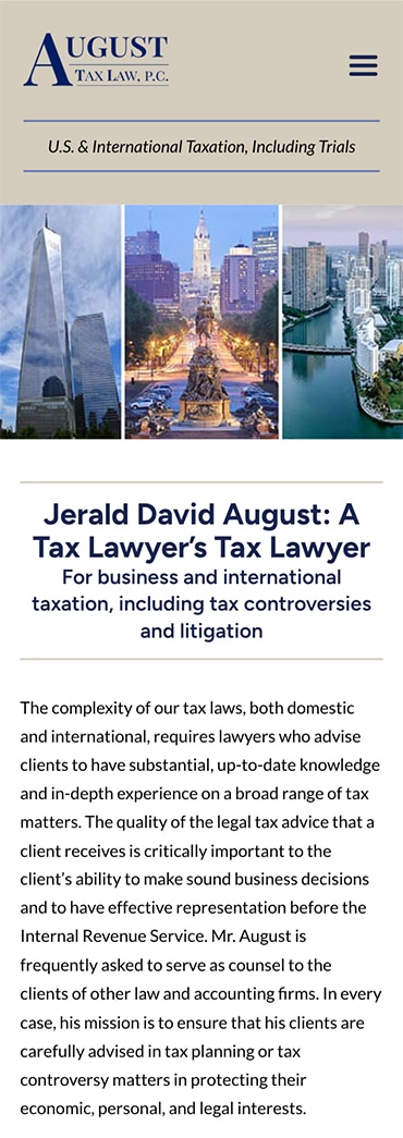 Responsive Mobile Attorney Website for August Tax Law, P.C.