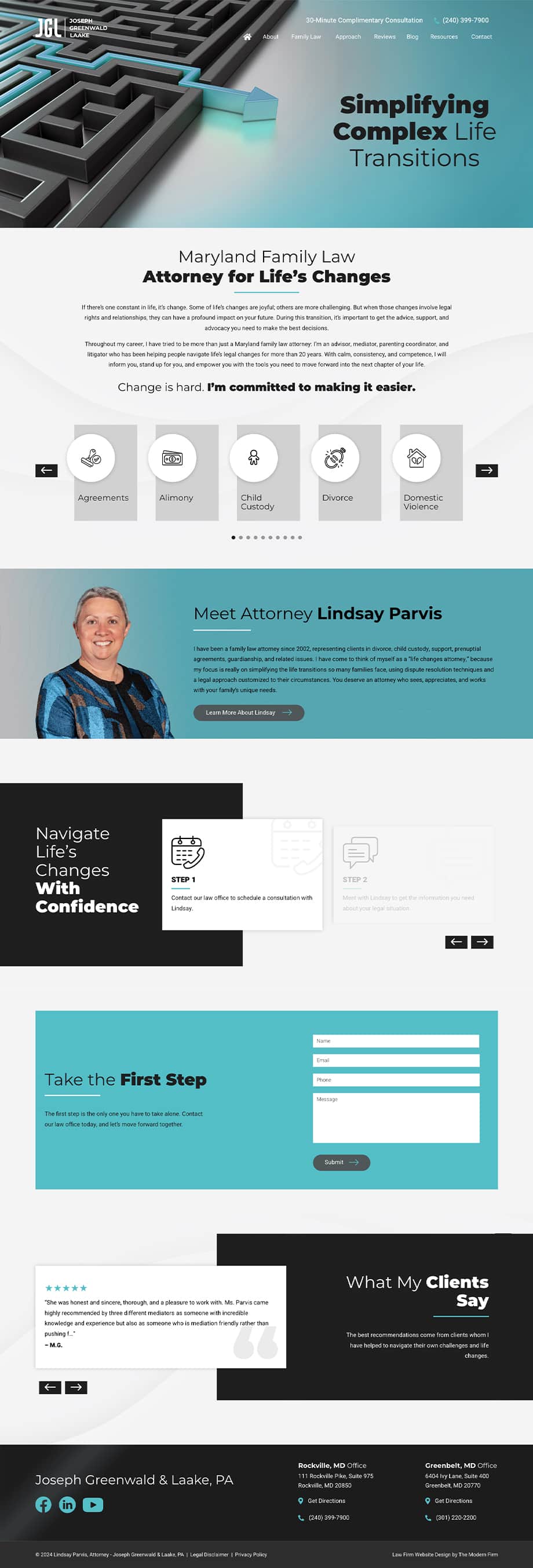 Law Firm Website Design for Lindsay Parvis, Attorney - Joseph Greenwald & Laake, PA