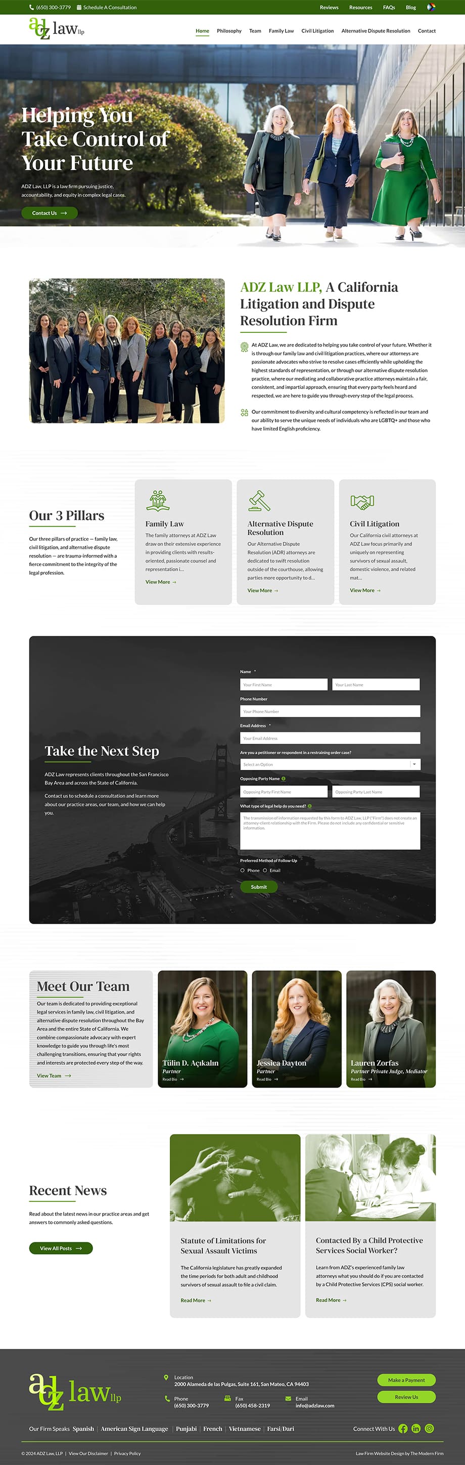 Law Firm Website Design for ADZ Law LLP