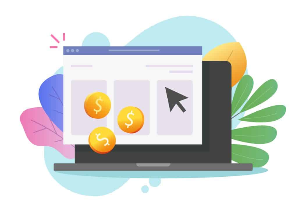 illustration of a computer screen with coins on it - website design to fit my budget concept