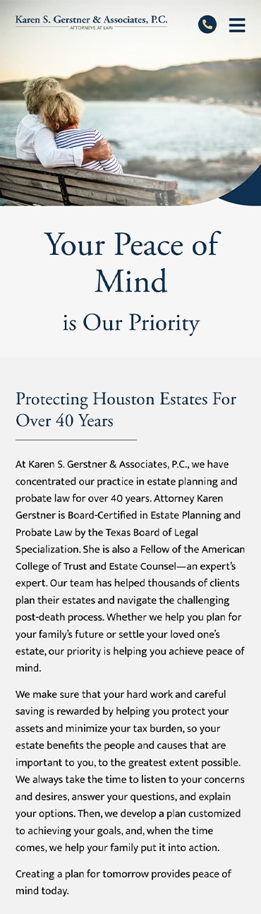 Responsive Mobile Attorney Website for Karen S. Gerstner & Associates, P.C.