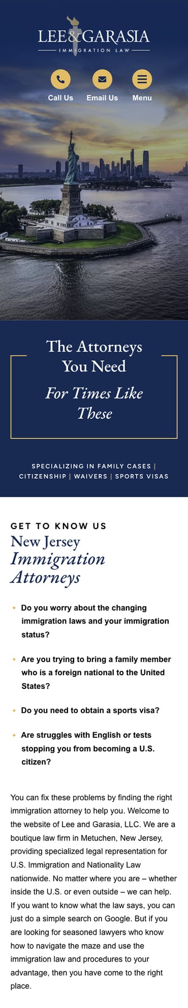 Responsive Mobile Attorney Website for Lee and Garasia