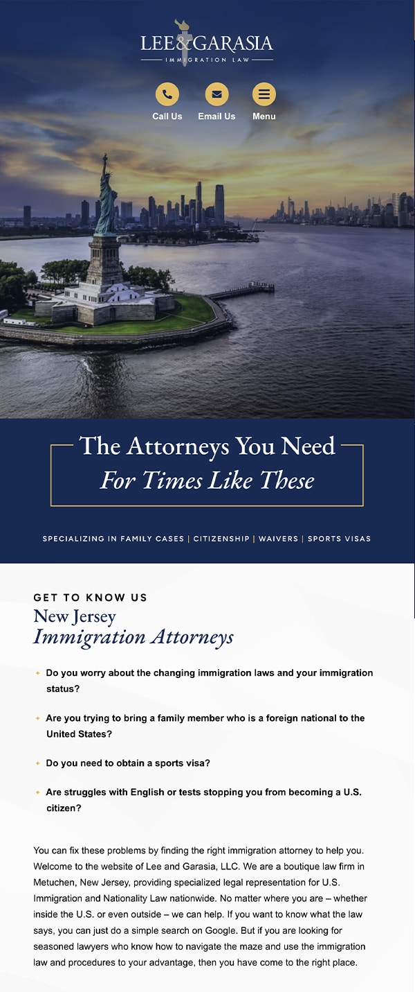 Mobile Friendly Law Firm Webiste for Lee and Garasia