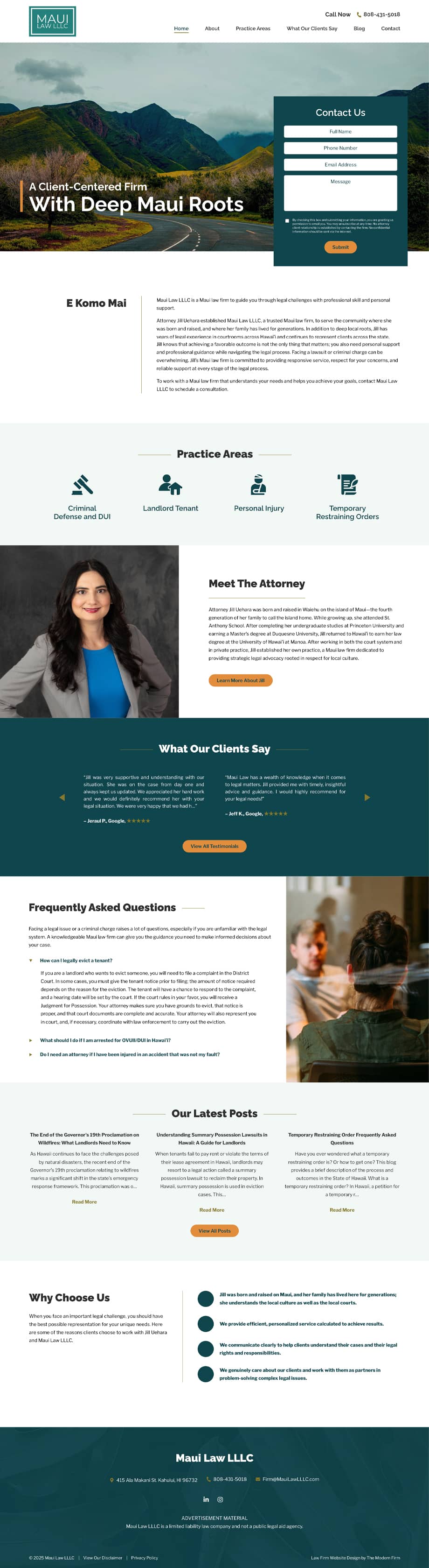 Law Firm Website Design for Maui Law LLLC