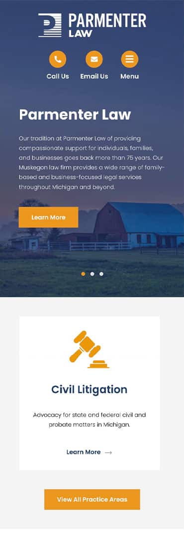 Responsive Mobile Attorney Website for Parmenter Law