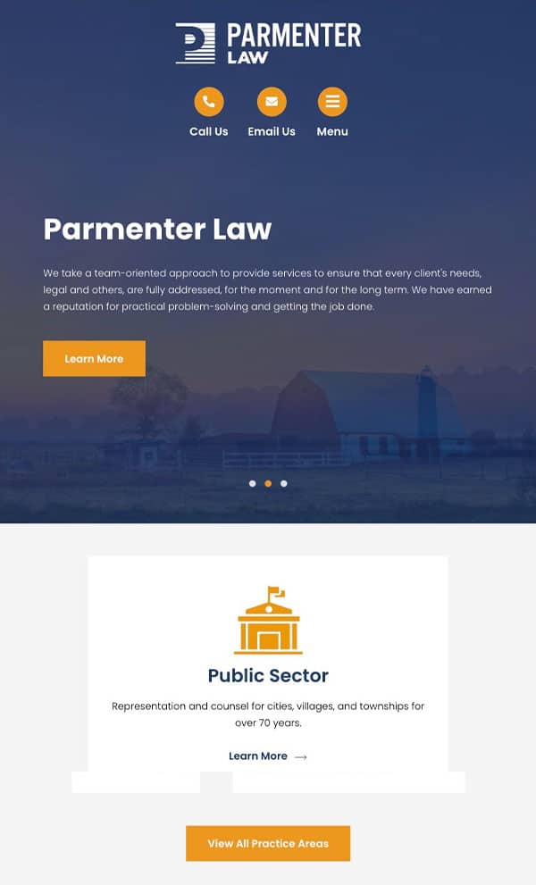 Mobile Friendly Law Firm Webiste for Parmenter Law
