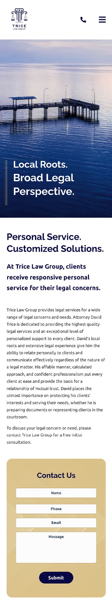 Responsive Mobile Attorney Website for Trice Law Group, LLC