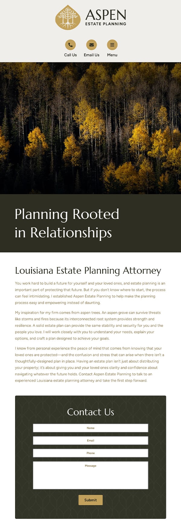 Mobile Friendly Law Firm Webiste for Aspen Estate Planning, LLC