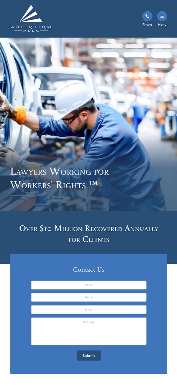 Mobile Friendly Law Firm Webiste for Adler Firm, PLLC