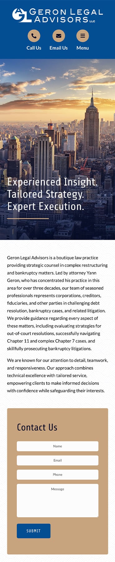 Responsive Mobile Attorney Website for Geron Legal Advisors LLC